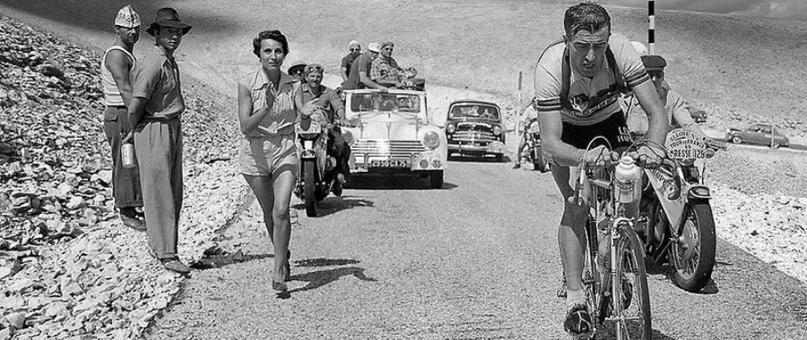 Louison Bobet on the Mont Ventoux with his wife