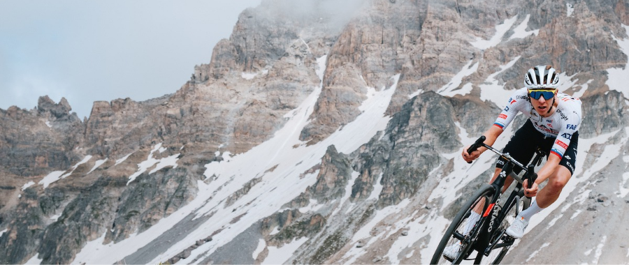 Tadej Pogacar on the roads of the Alps during Tour de France 2024 (Jered & Ashley Gruber / A.S.O.)