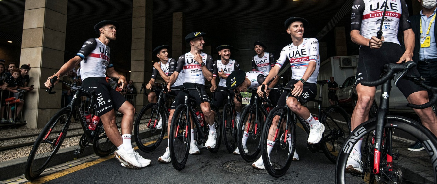 The UAE Team Emirates team waiting for the team presentation before Tour de France 2023. A.S.O. / Charly Lopez