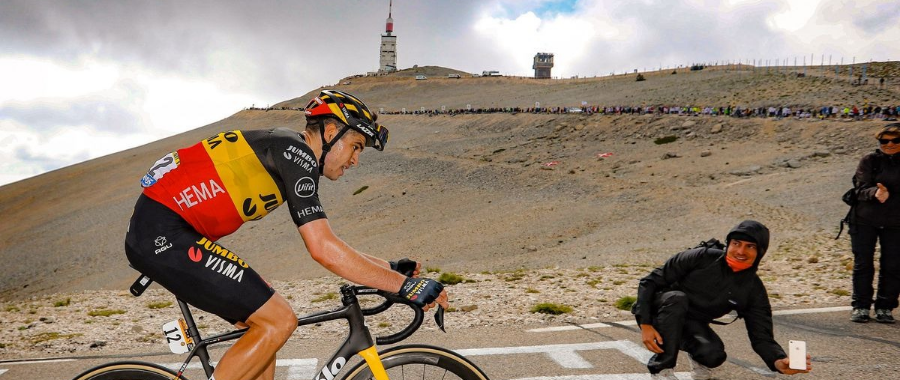 Wout van Aert climbing Mont Ventoux during Tour de France 2021