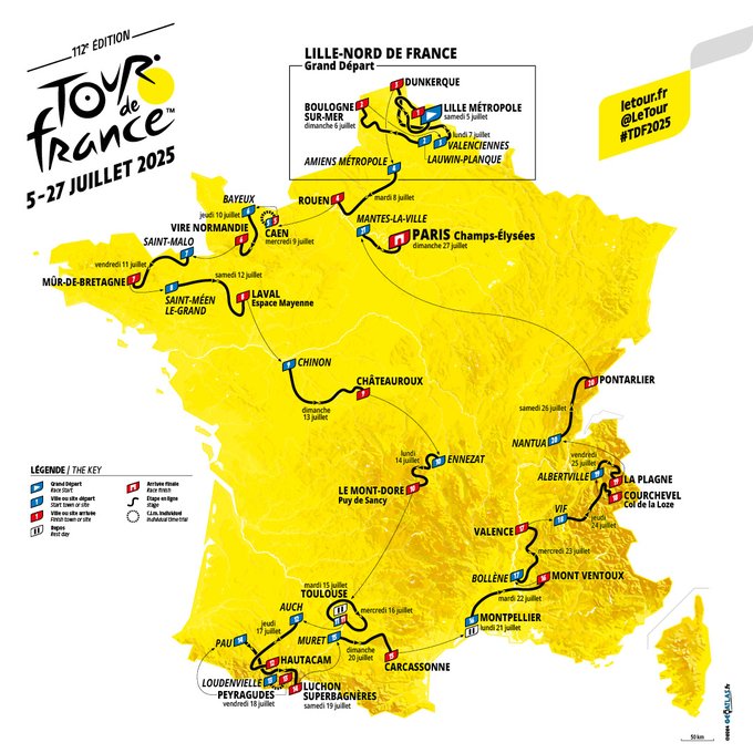 Tour de France 2025 map