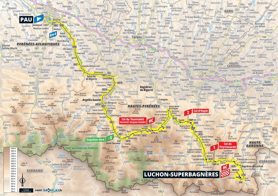 Map for Tour de France 2025 stage 14