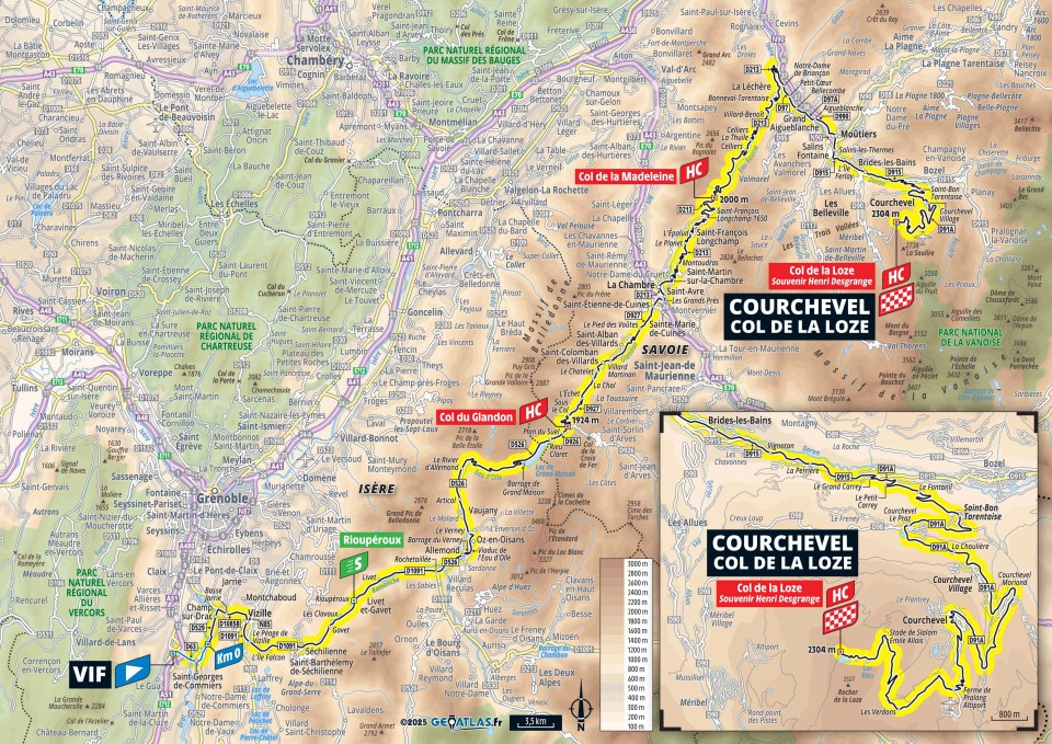 Map of the 18th stage of Tour de France 2025